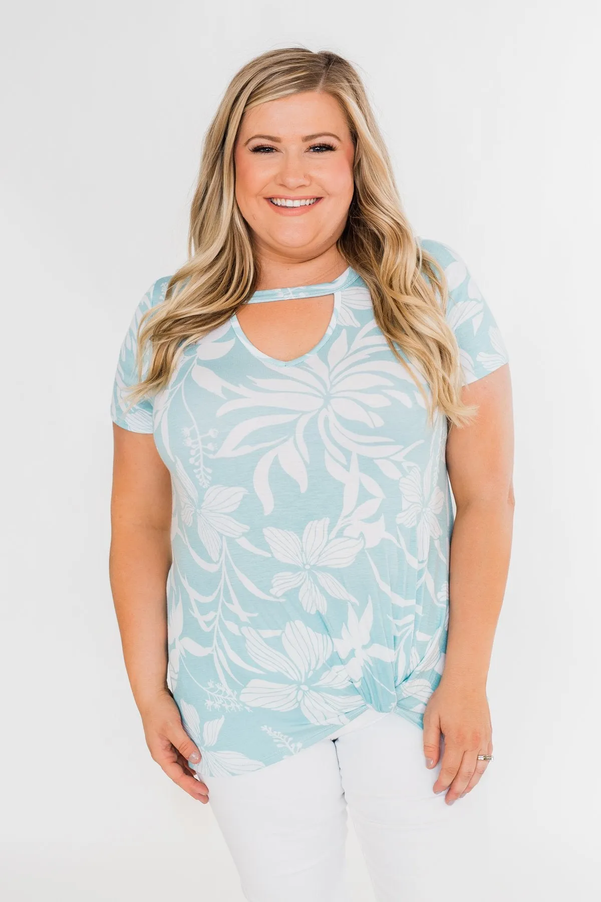 Tropical Adventure Knot Top- Light Blue