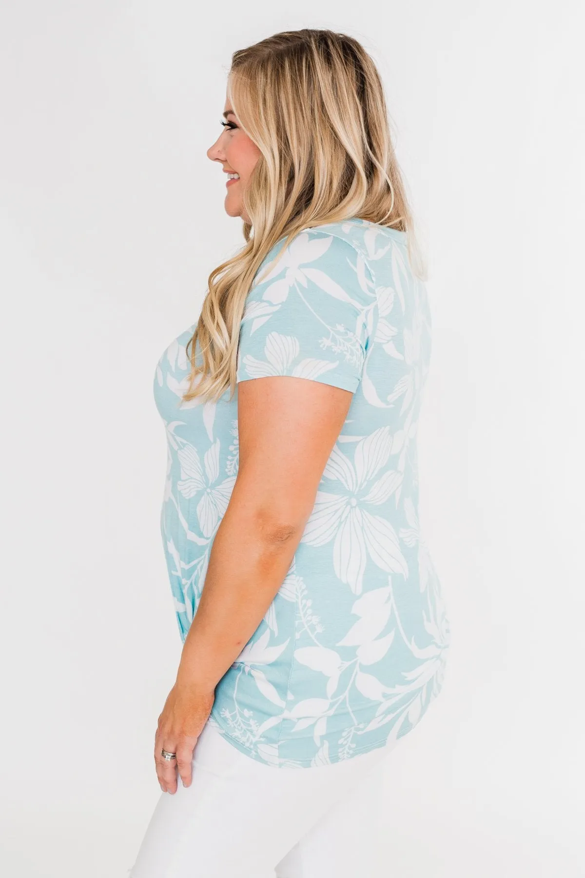 Tropical Adventure Knot Top- Light Blue