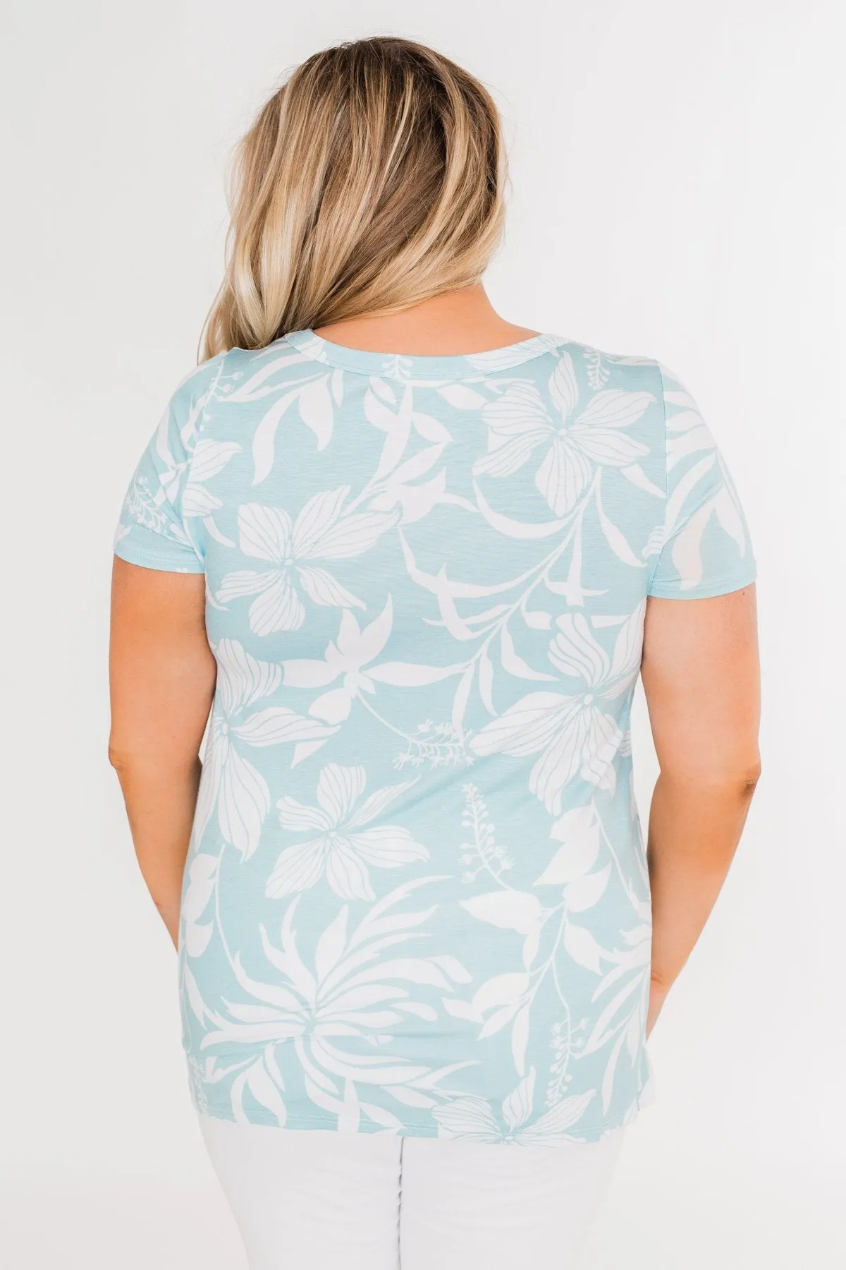 Tropical Adventure Knot Top- Light Blue
