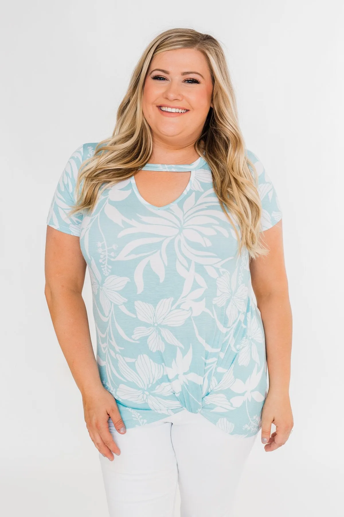 Tropical Adventure Knot Top- Light Blue
