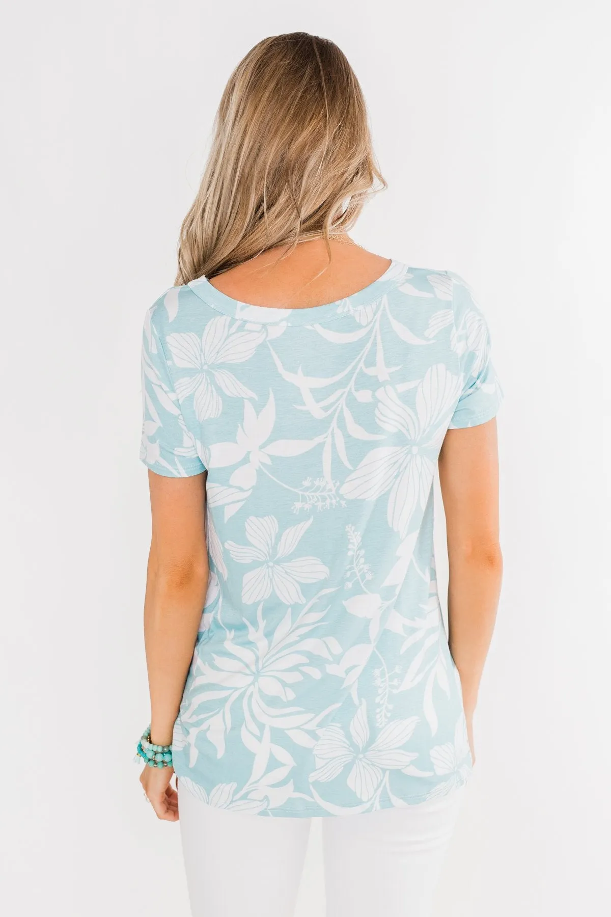 Tropical Adventure Knot Top- Light Blue