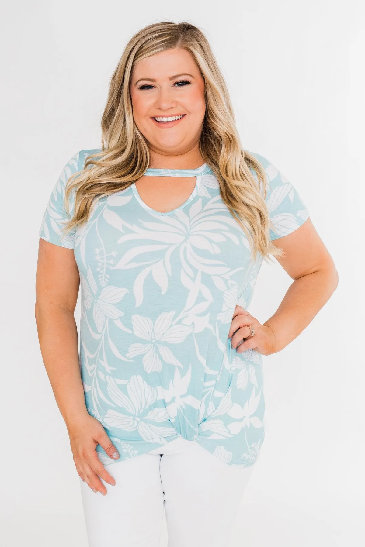 Tropical Adventure Knot Top- Light Blue