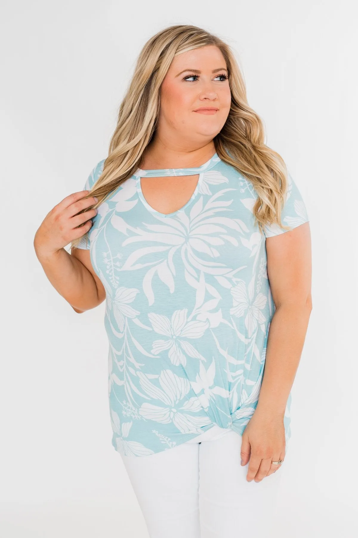 Tropical Adventure Knot Top- Light Blue