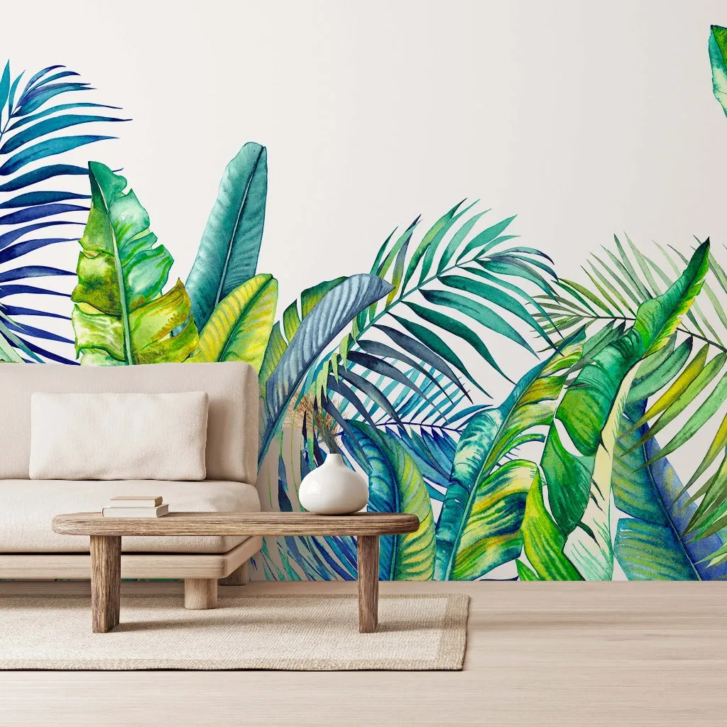 Tropical Blue Tropical Bloom Wallpaper Mural