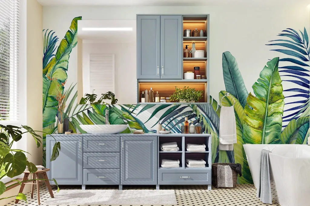 Tropical Blue Tropical Bloom Wallpaper Mural