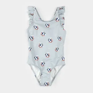 Tropical Fish Print on Blue Mist Swimsuit