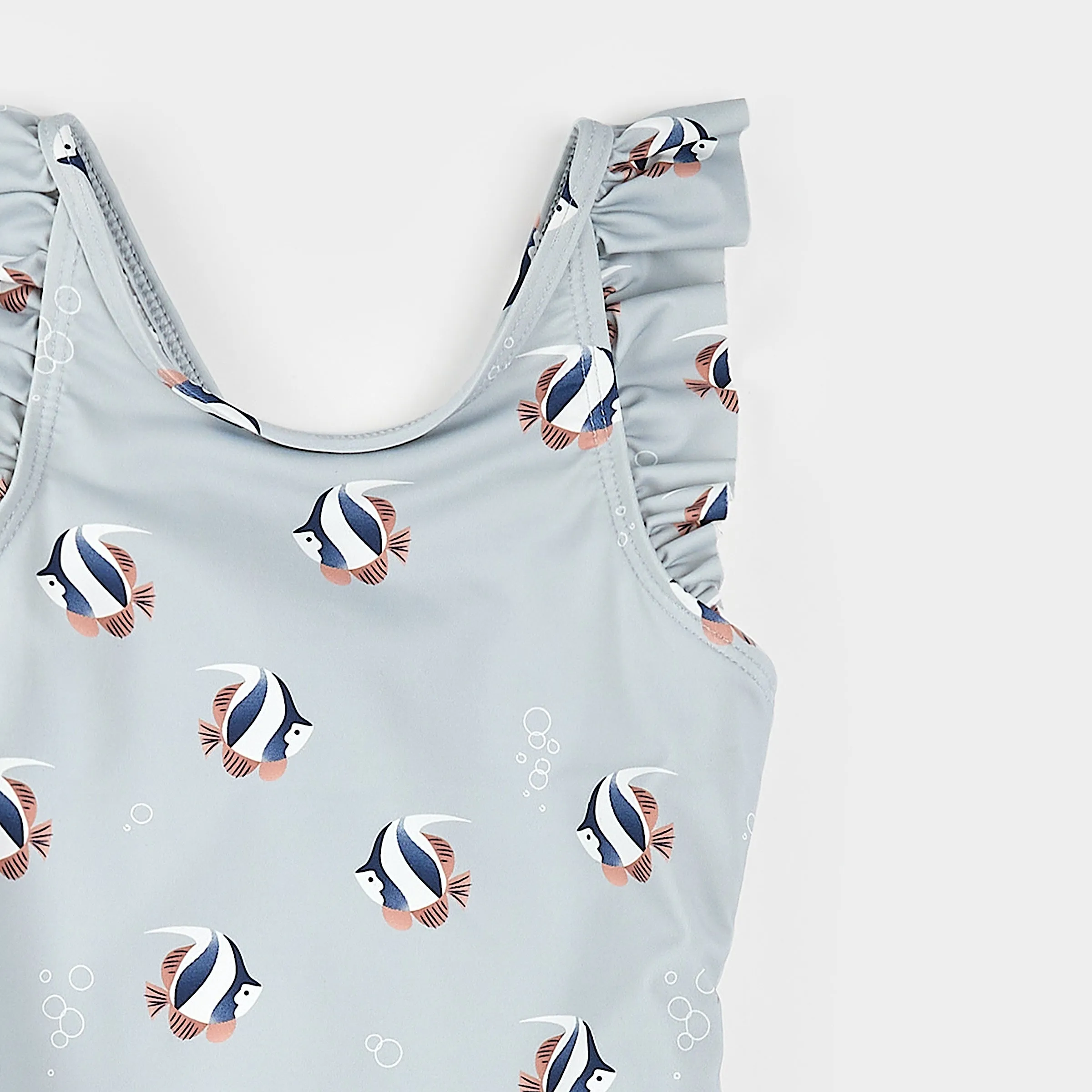 Tropical Fish Print on Blue Mist Swimsuit