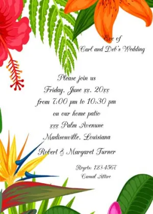 TROPICAL FLORALS CUSTOM INVITATION