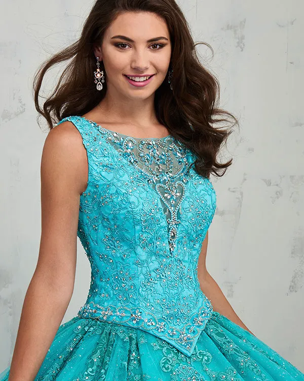 Turquoise Puffy Tulle Ruffles Quinceanera Dresses Beaded Lace Ball Gown Sweet vestidos de quinceañera
