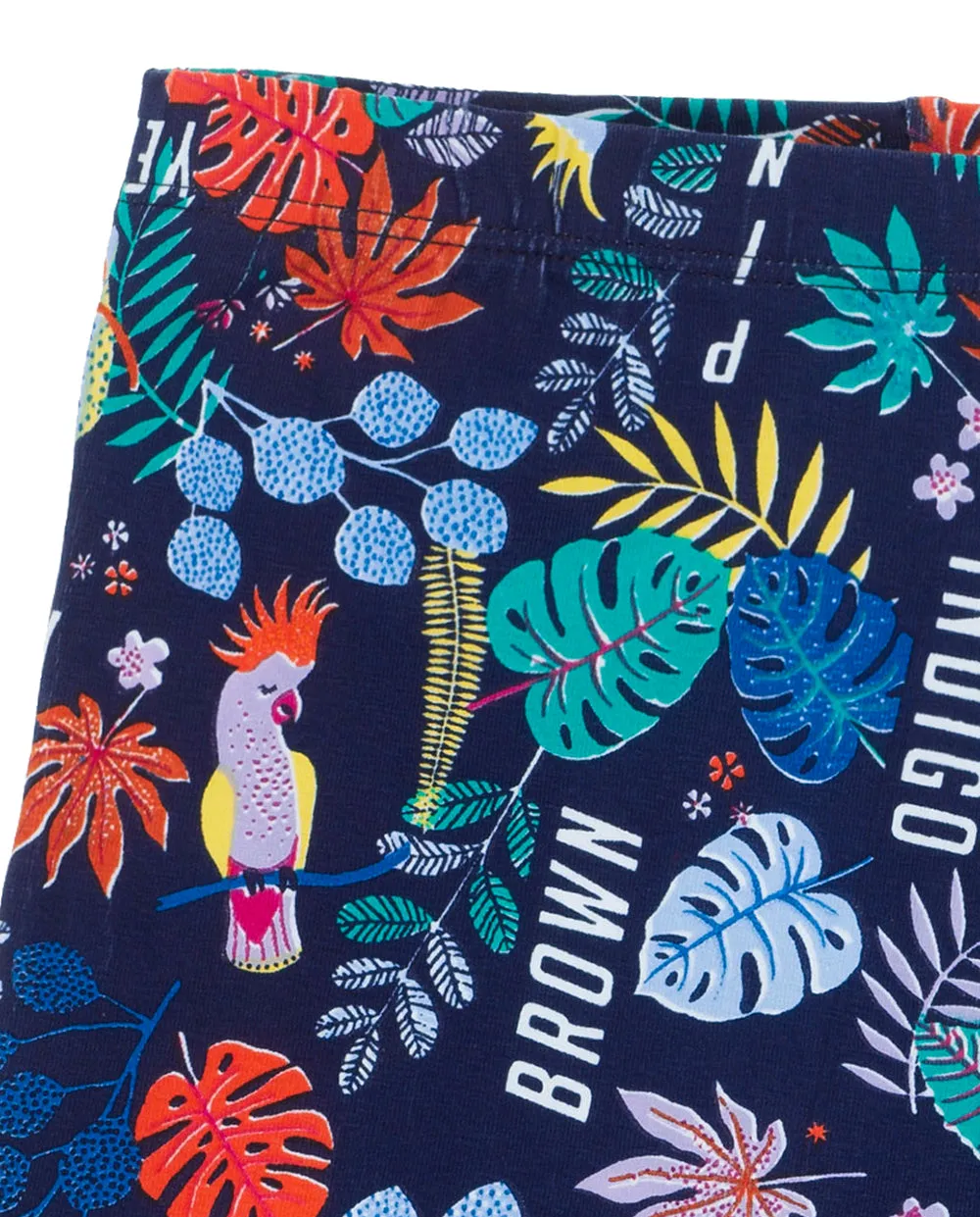 UBS2 Navy Tropical Print Cropped Leggings