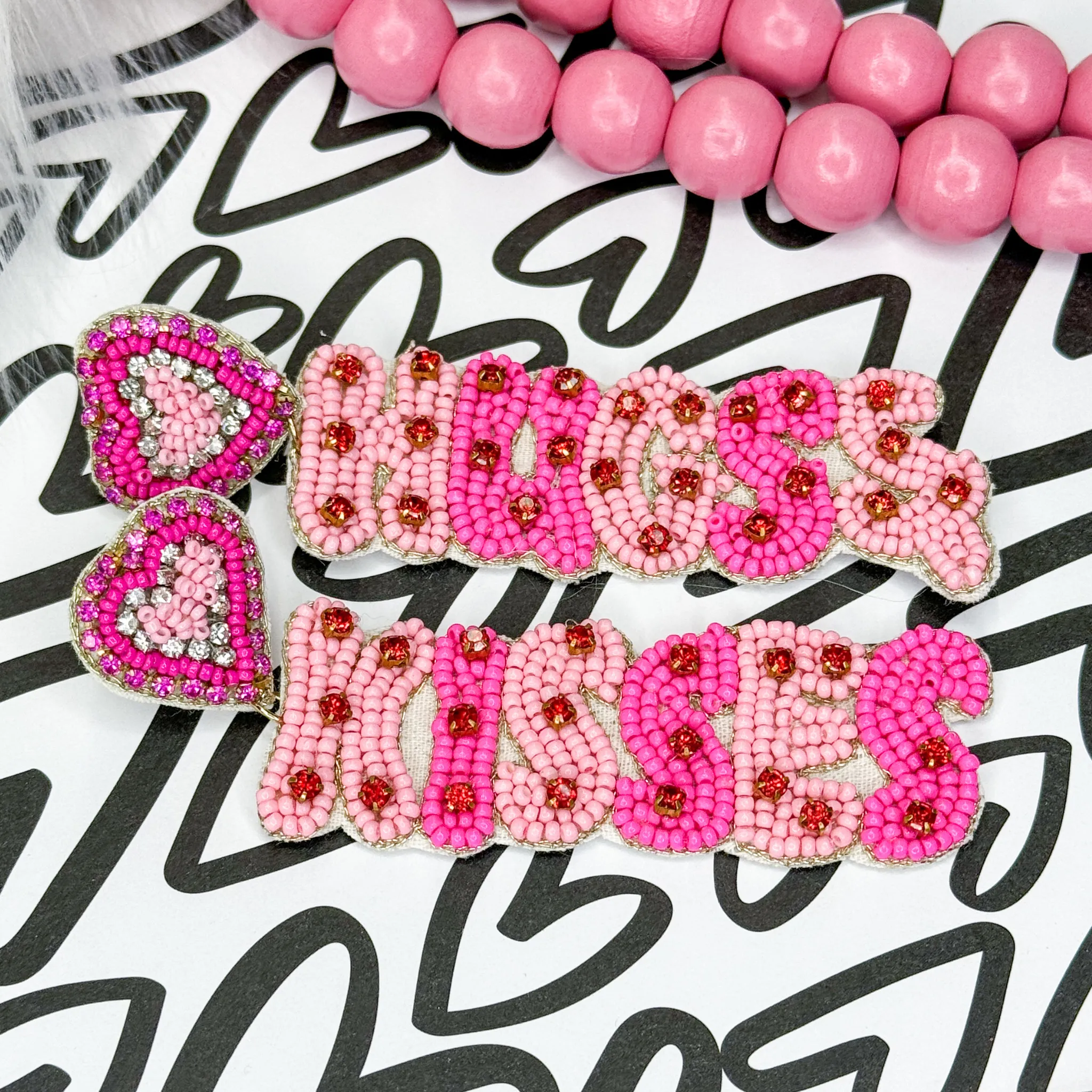 Valentine's Day Beaded Earrings | Hugs & Kisses
