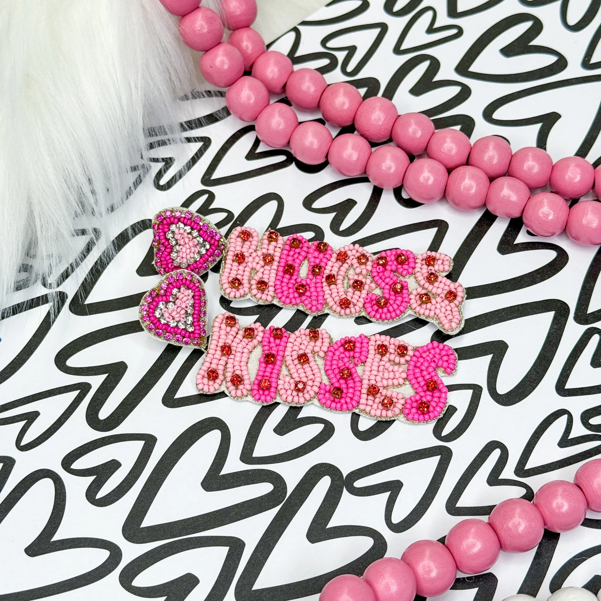 Valentine's Day Beaded Earrings | Hugs & Kisses
