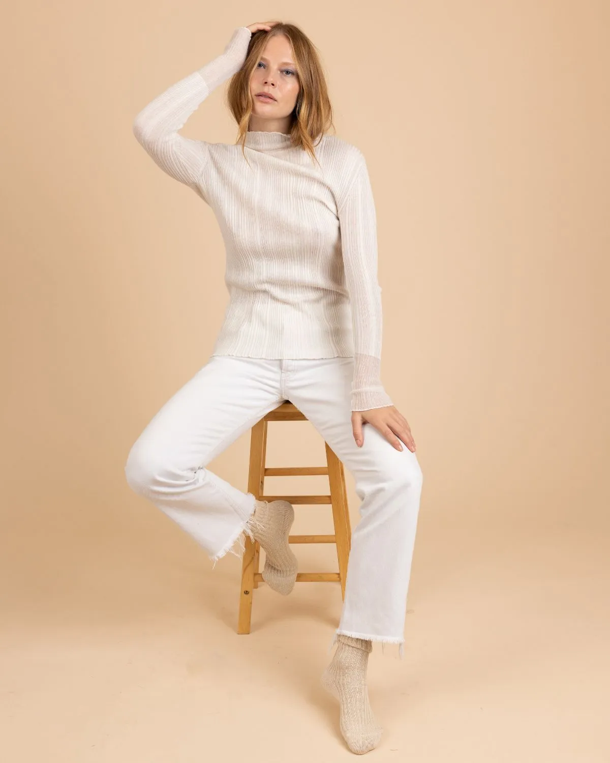 Vanduo: Off-White Cotton & Silk Top