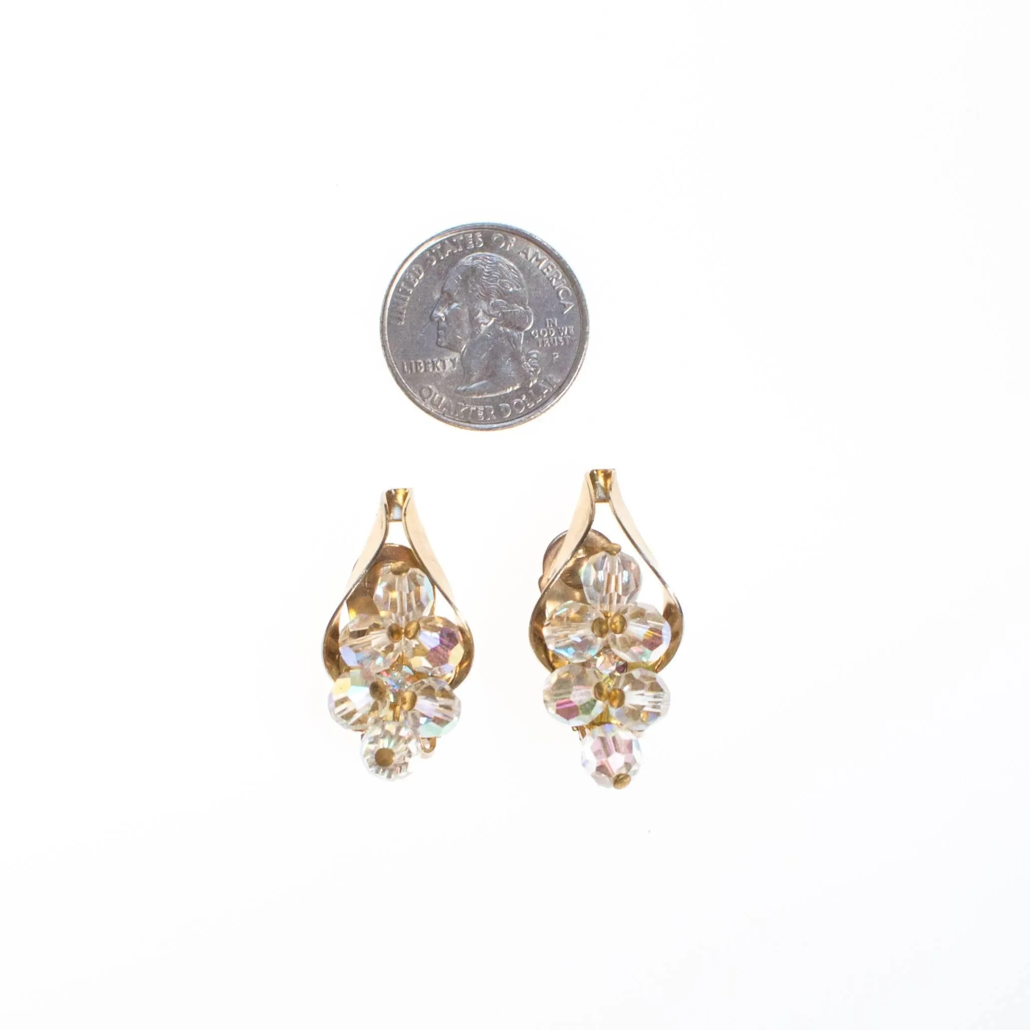 Vintage Aurora Borealis Crystal Bead Statement Earrings