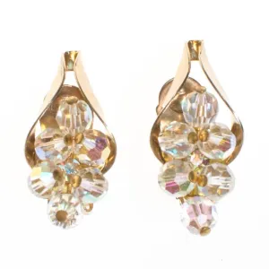 Vintage Aurora Borealis Crystal Bead Statement Earrings