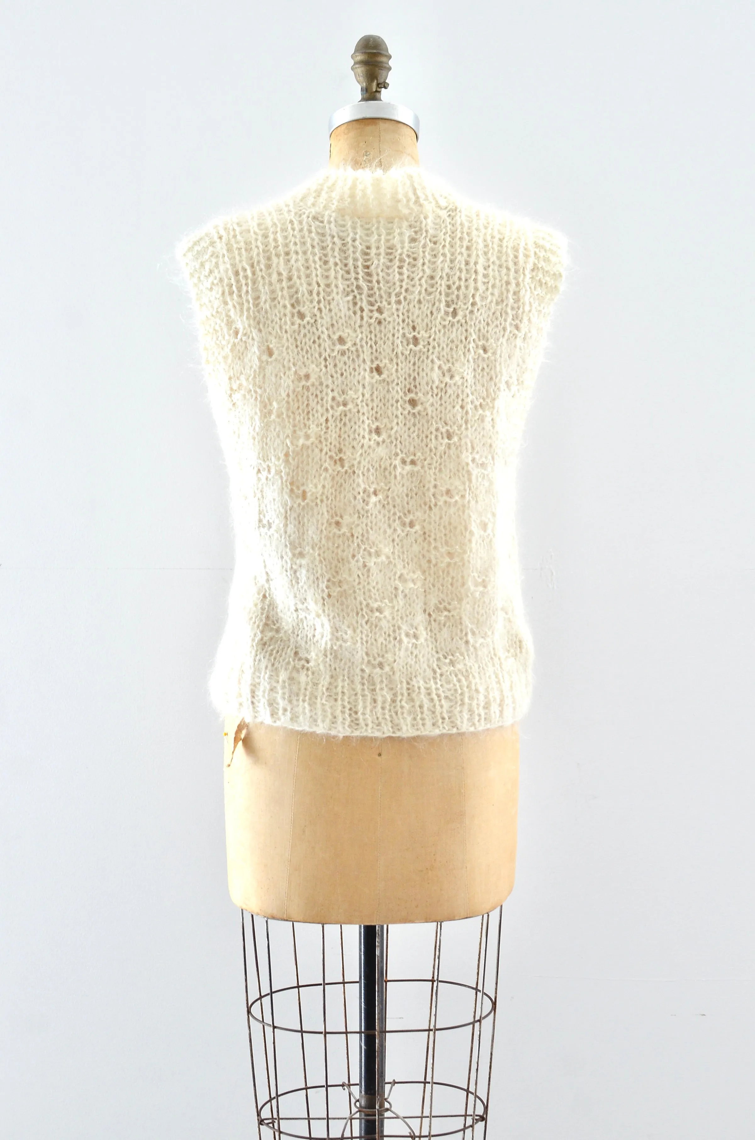 Vintage Handknit Mohair Vest / S M