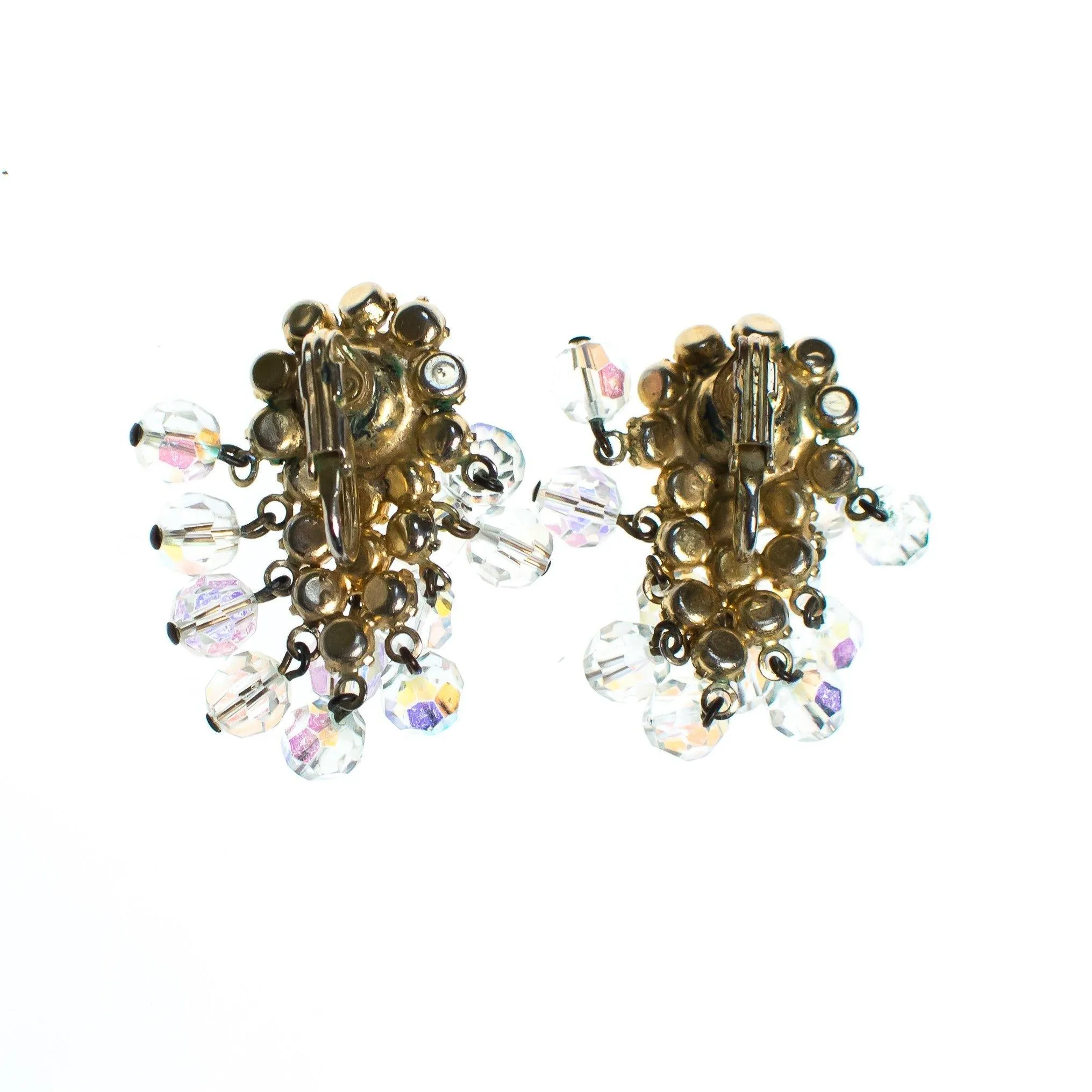 Vintage Juliana Aurora Borealis Crystal Beaded Statement Earrings, Clip On