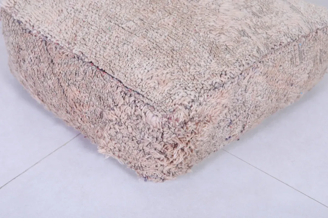 Vintage Moroccan Handmade Ottoman Berber Rug Pouf | Traditional Geometric Patterns