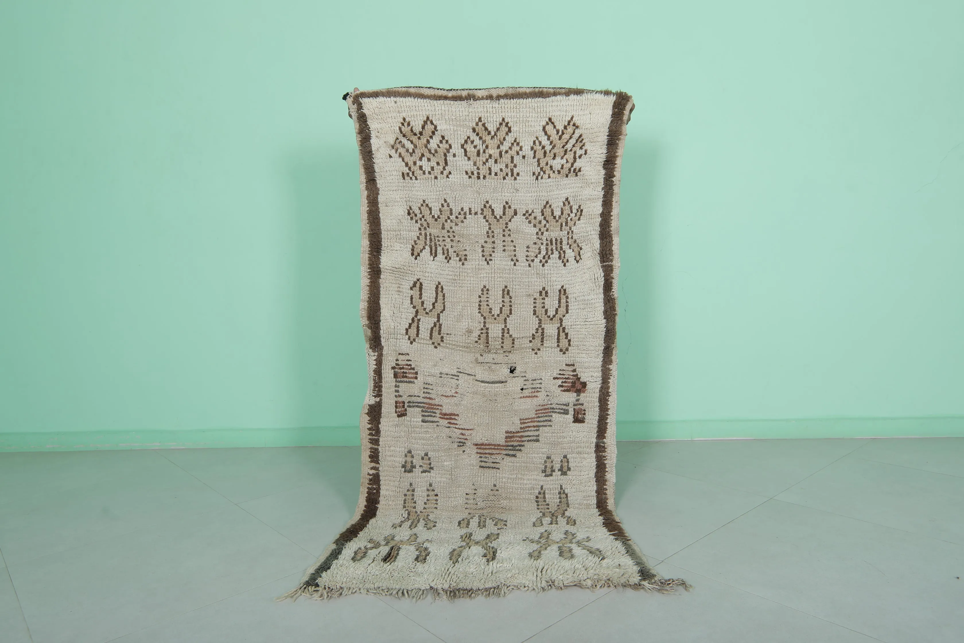 Vintage Moroccan Runner Rug - Authentic Handmade 2.7 X 5.9 Feet