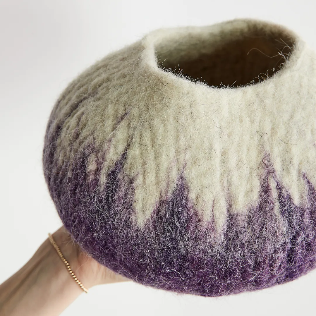Violet Purple Decorative Wool Ukhamba Bowl