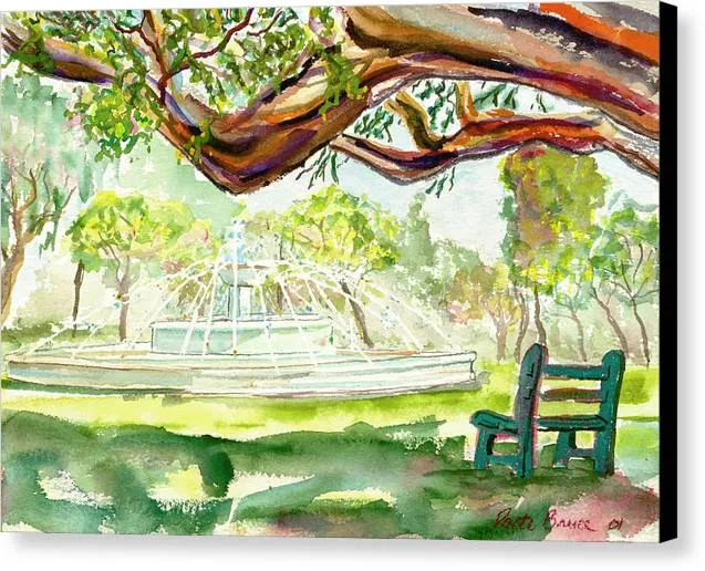 Waikiki Fountain - Canvas Print