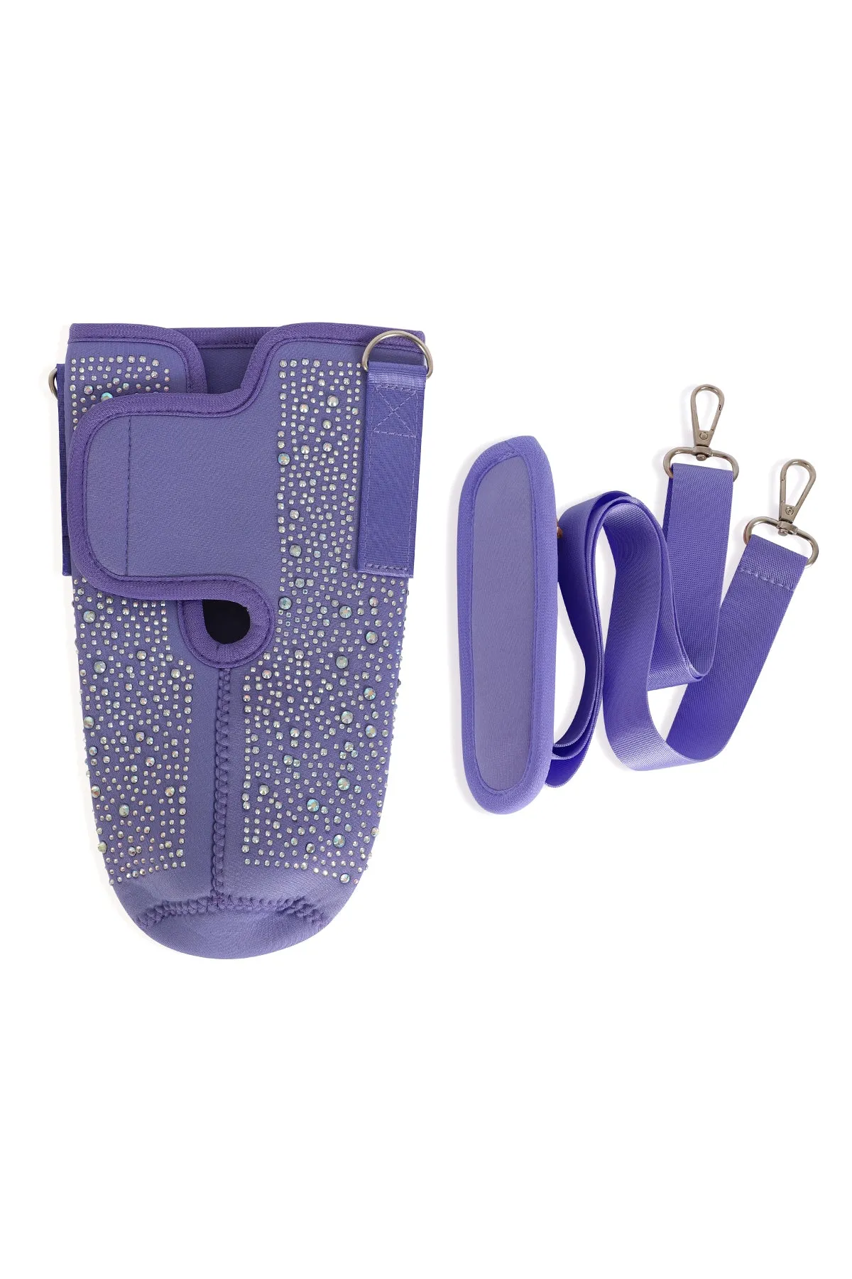 WATER BOTTLE CARRIER W/ GLITTER RHINESTONES ADJUSTABLE STRAP