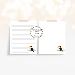 Watercolor Toucan Stationery Set Printable - Digital Download