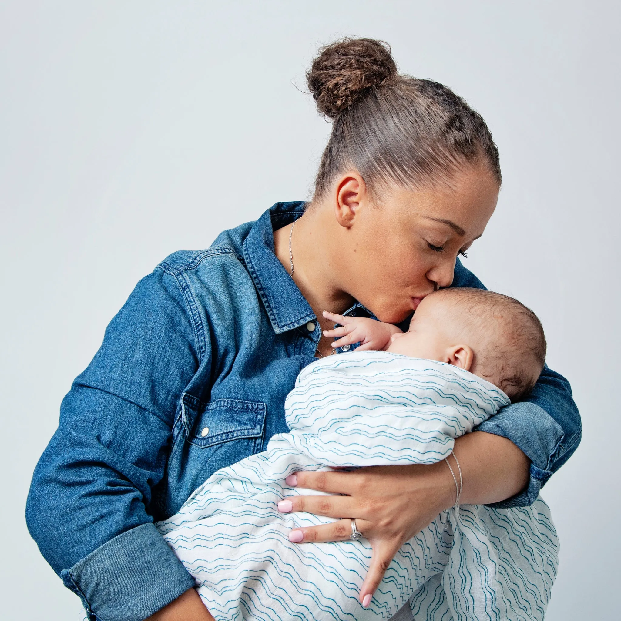 Waves of Joy organic muslin baby shawl