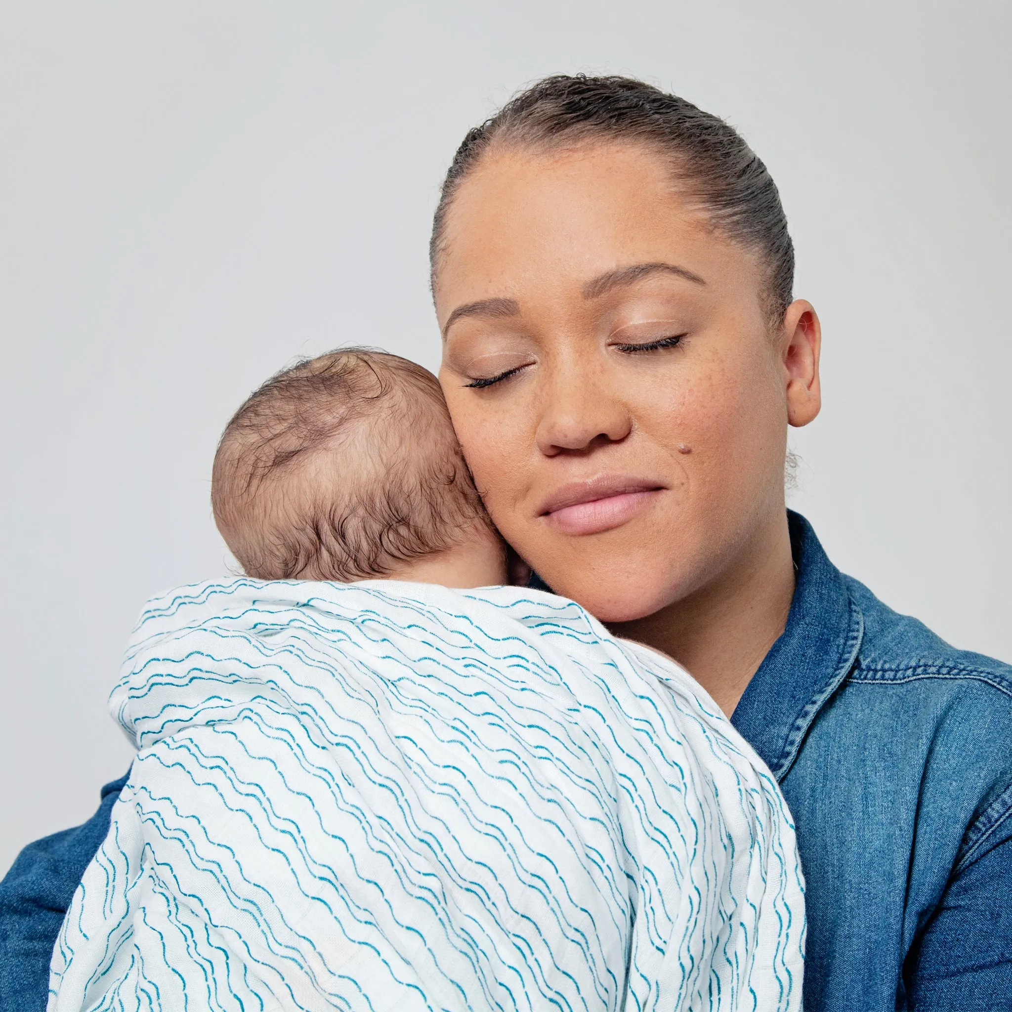 Waves of Joy organic muslin baby shawl