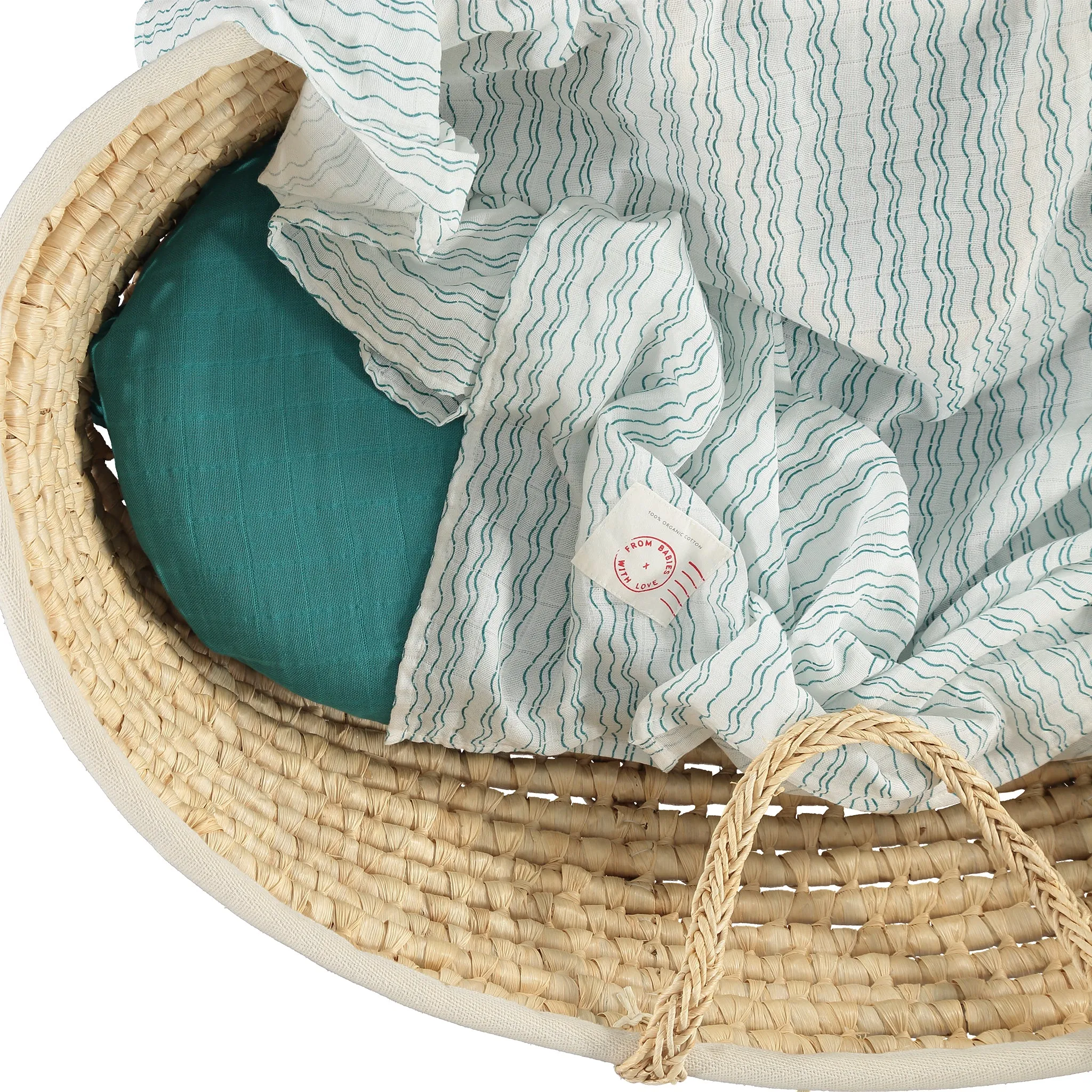 Waves of Joy organic muslin baby shawl