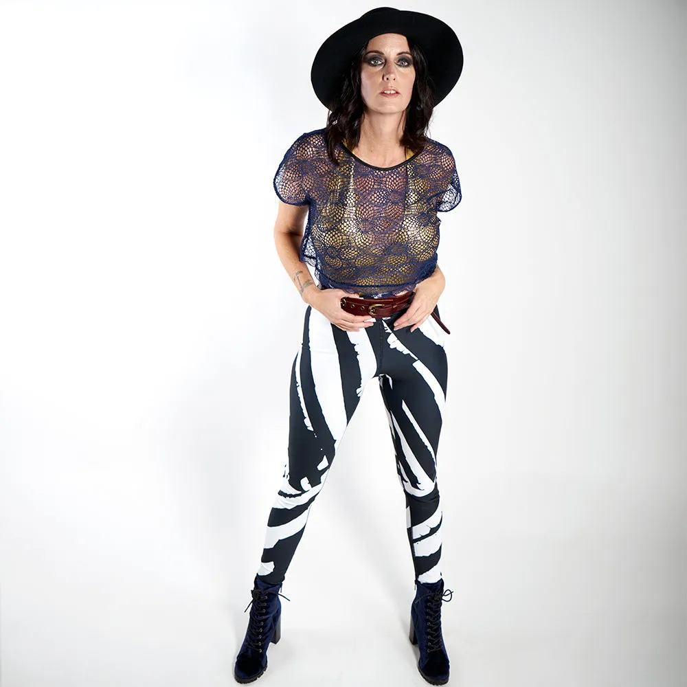 Wearable Art Leggings : Zebra