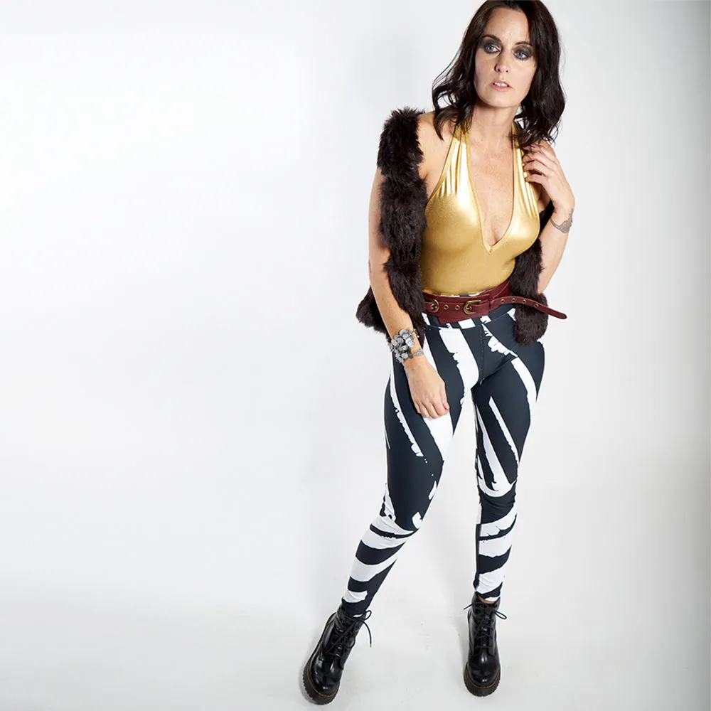 Wearable Art Leggings : Zebra