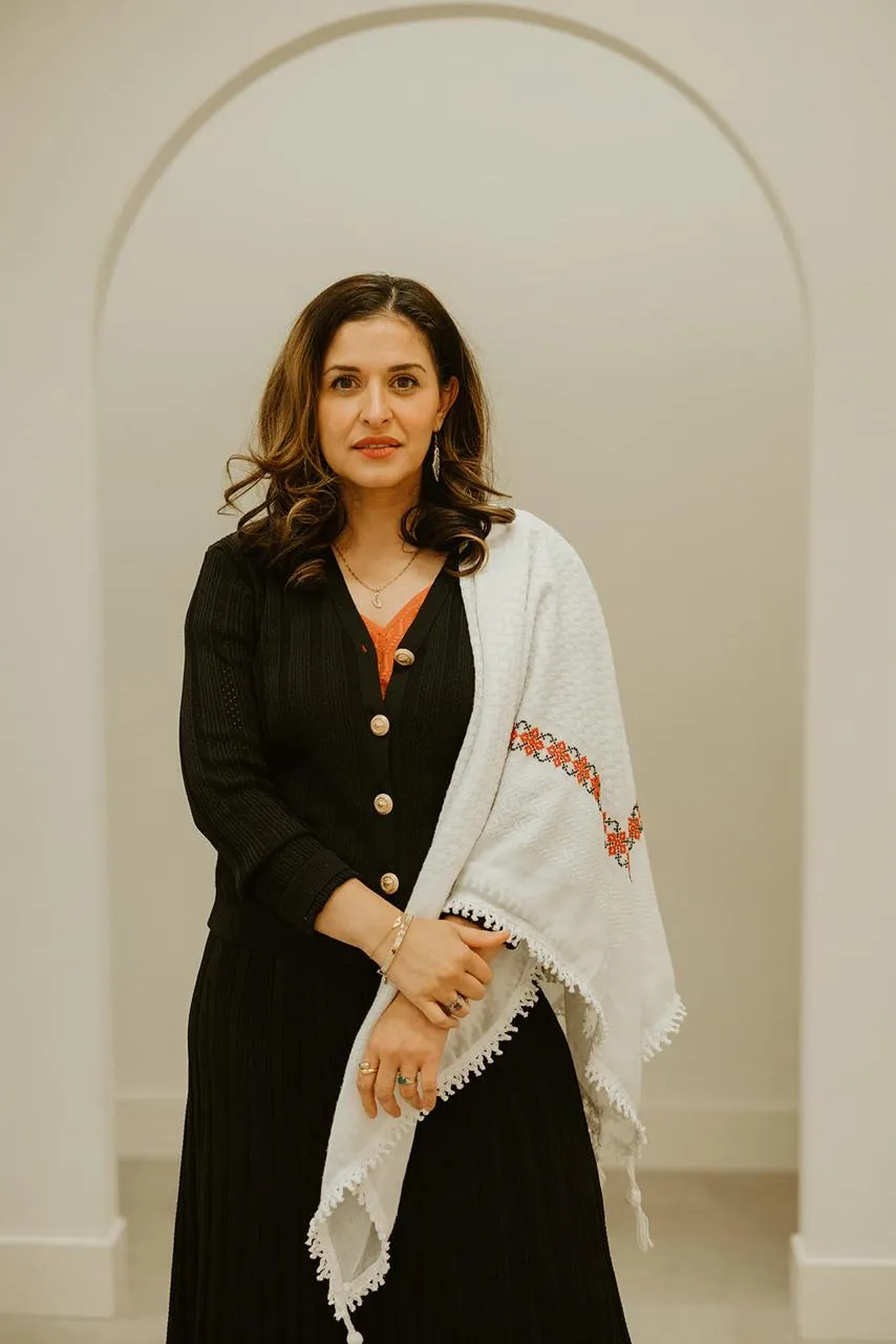 White on White - Hand Embroidered Poppy Kuffiyeh