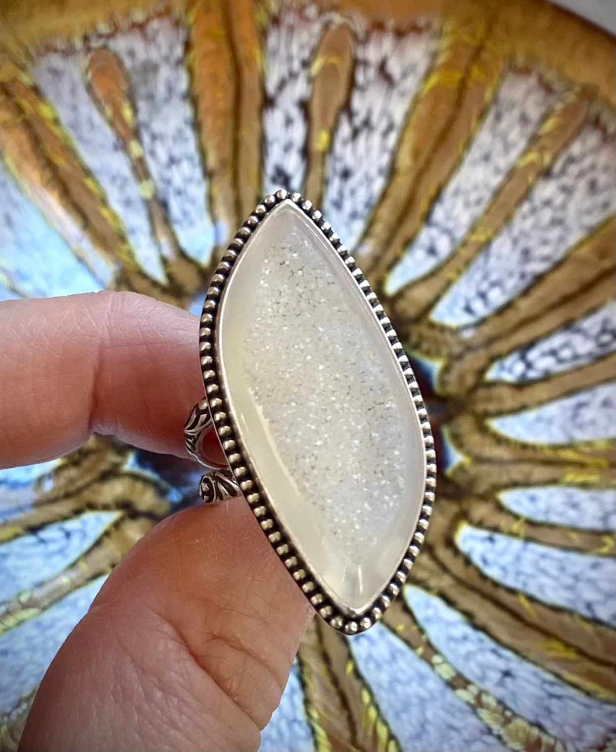 White Quartz Druzy Ring