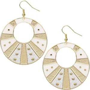 White Round Studded Glitter Earrings