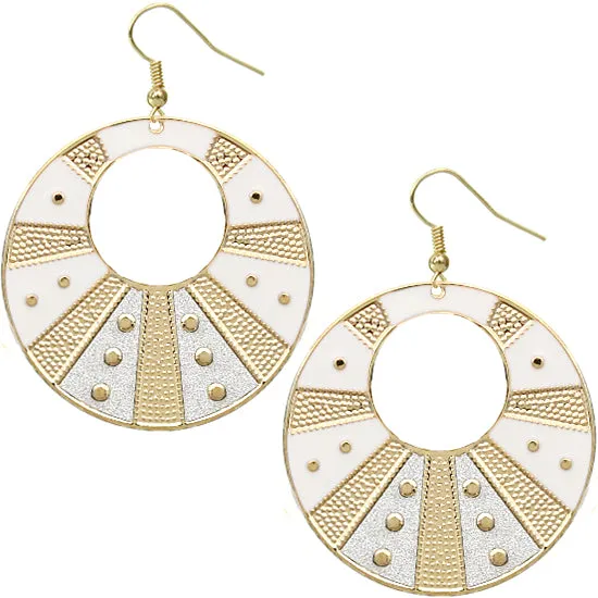 White Round Studded Glitter Earrings