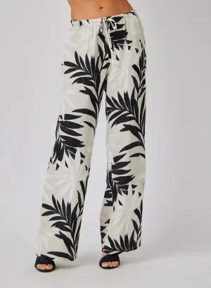 Wide Leg Palm Print Pant