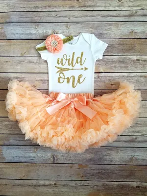 Wild One Peach And Gold First Birthday Outfit