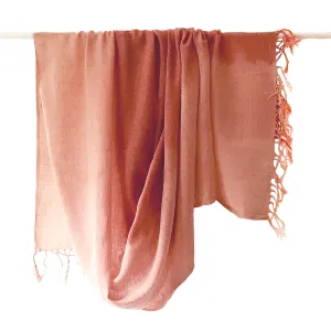 WomenWeave Organic Handspun  Cotton Shawl - Color Block - Dusty Rose