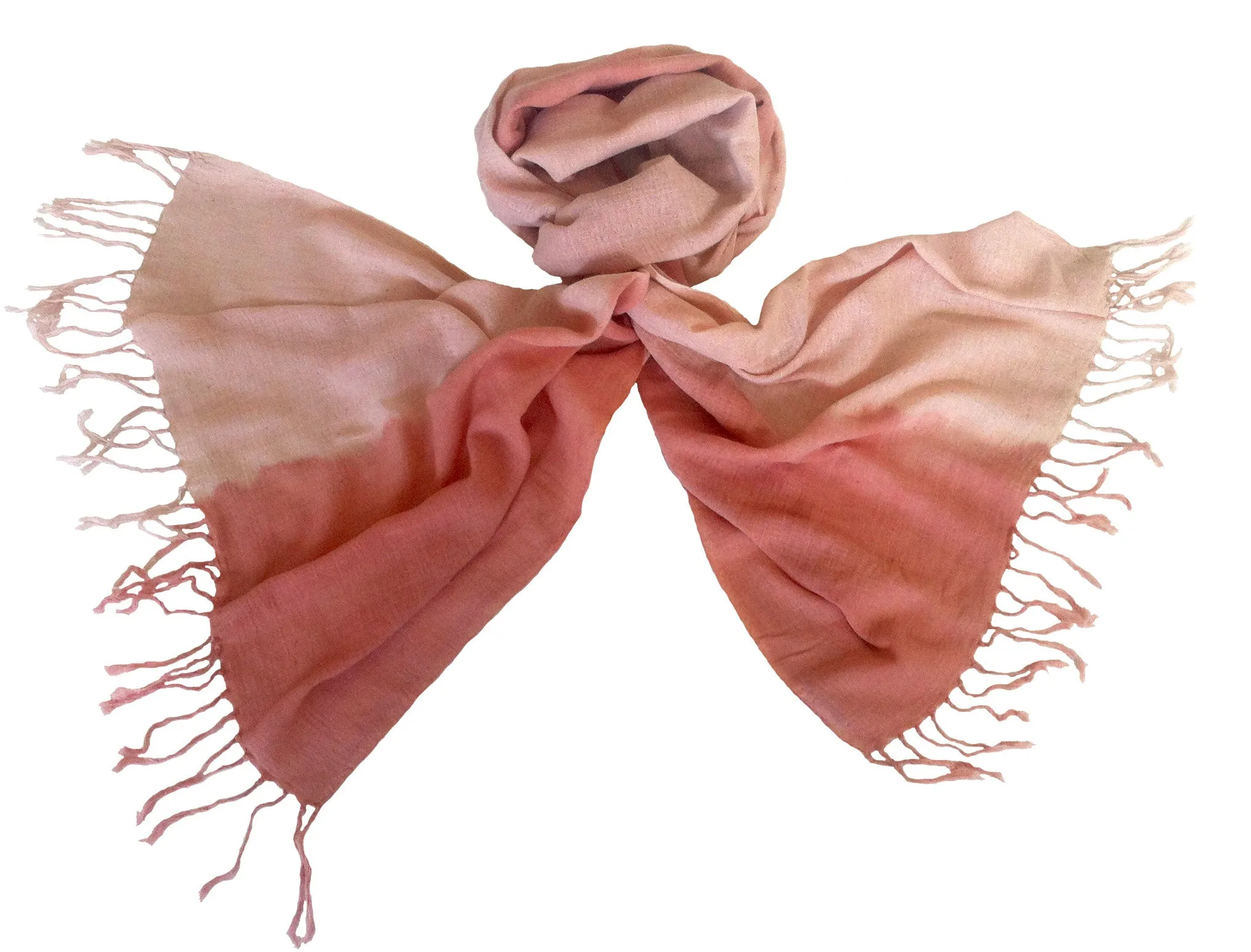 WomenWeave Organic Handspun  Cotton Shawl - Color Block - Dusty Rose