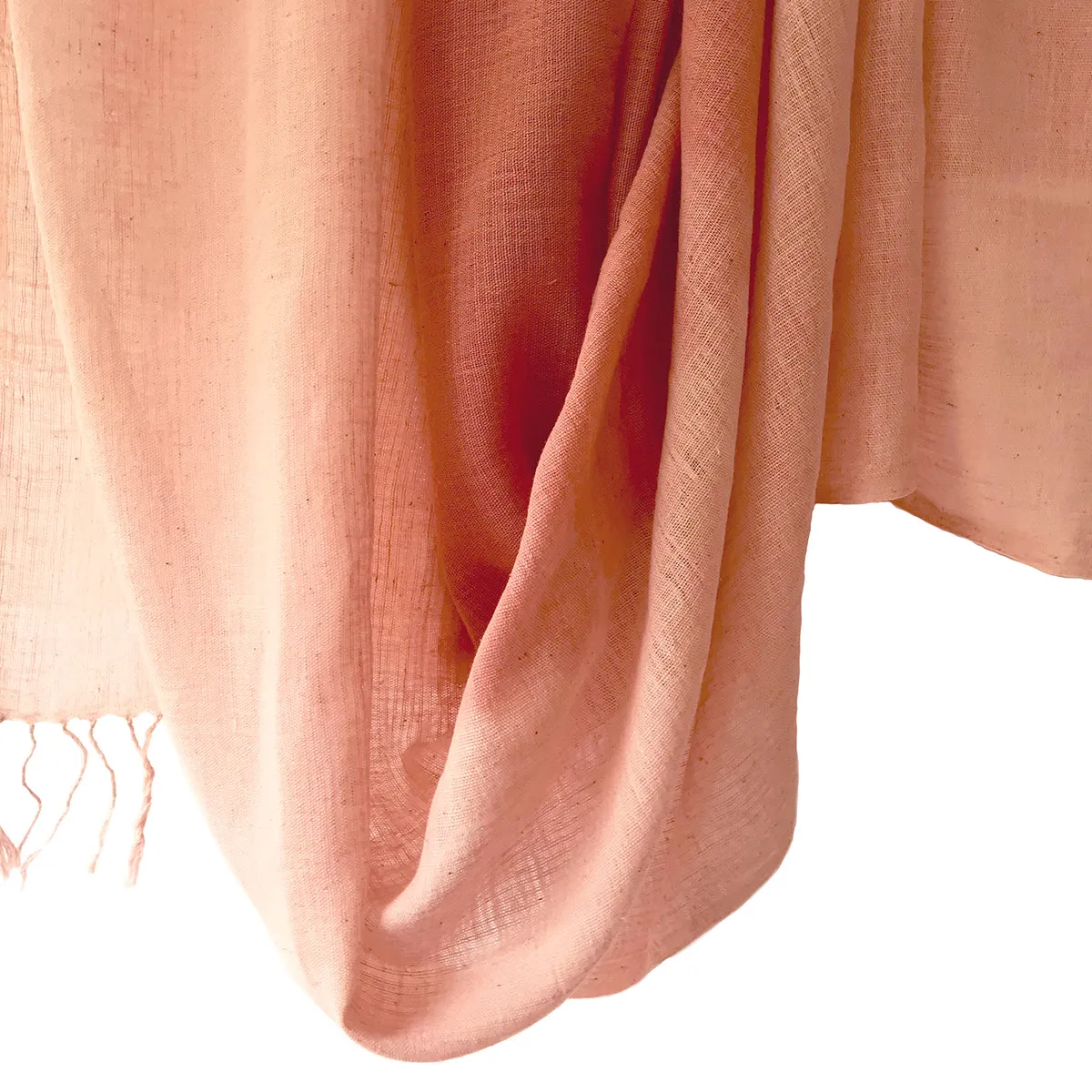 WomenWeave Organic Handspun  Cotton Shawl - Color Block - Dusty Rose