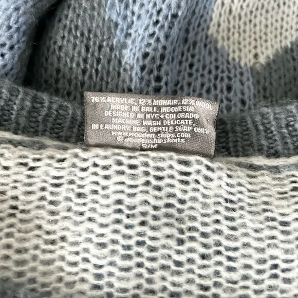 Wooden Ships Blue Camo Star Mohair Wool Blend Sweater Size Small/Medium