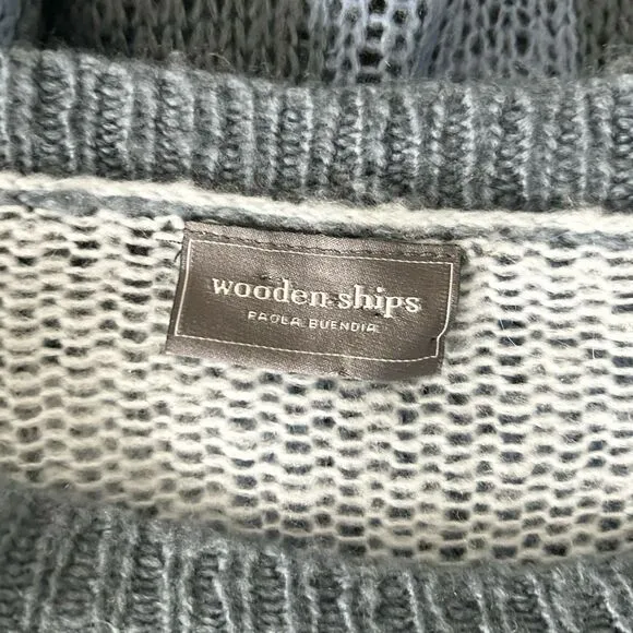 Wooden Ships Blue Camo Star Mohair Wool Blend Sweater Size Small/Medium