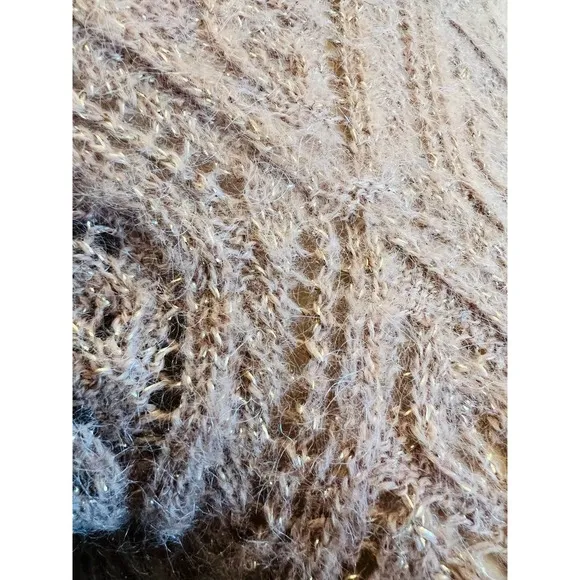 WOP Paris Knit Mohair Turtleneck Sweater  top Sz S Made In France Gold Threads