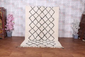 Woven Beni Ourain Rug - Beige And Black Moroccan Rug - Custom rug